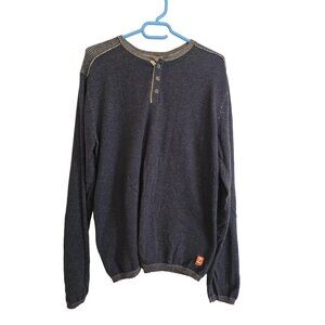 Zenfari Men's Arroz Henley Sweater Medium Blue Long Sleeve Cotton Crew Neck